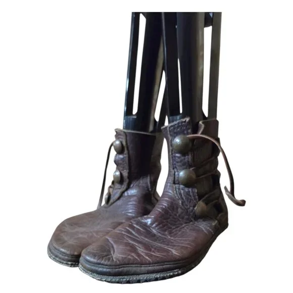 Vintage Unisex All Leather Native American Coin Laced Boots
